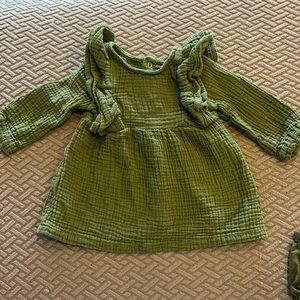 Cat and Jack. Olive green baby dress. Size 3-6 months.